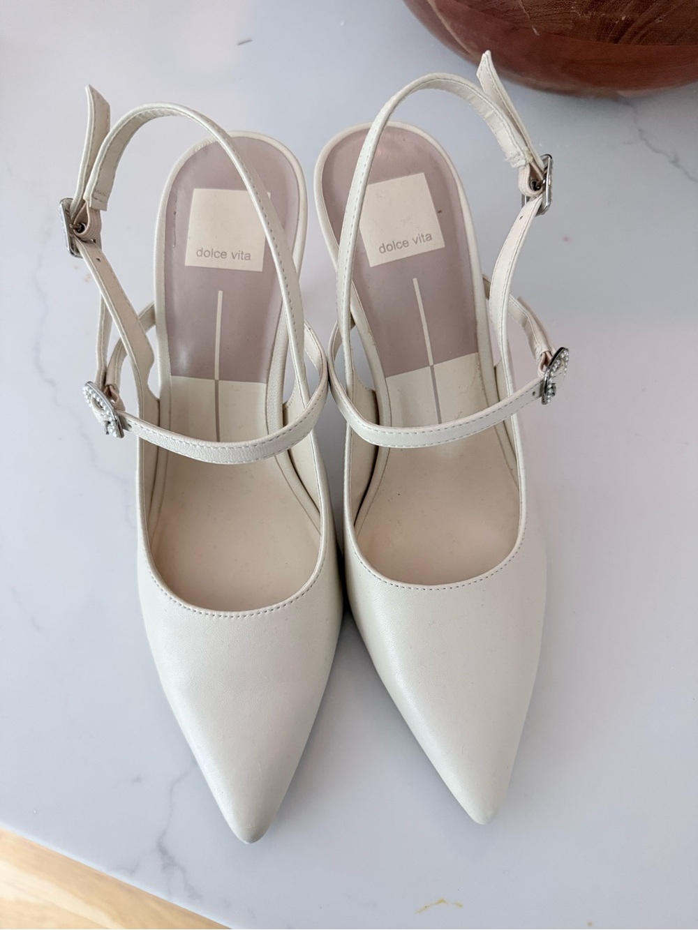 Dolce Vita Kellen Women's White Pointed Mary Jane Slingback Pumps 7.5 NWOT